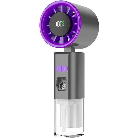 Ventilador nebulizador portátil con pantalla digital, apto para uso interior y exterior, color gris. (1/5)