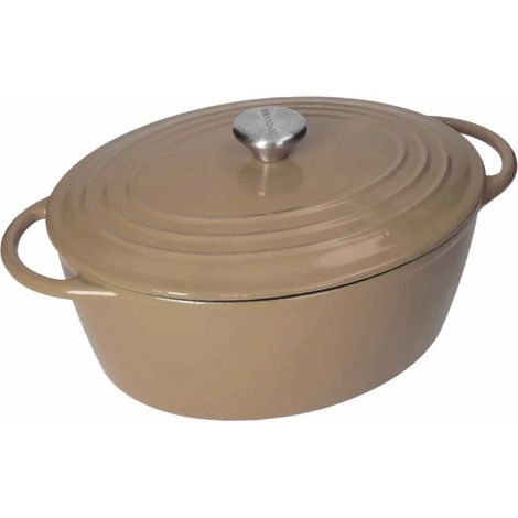 Brandani cocotte ovale tortora ghisa smaltata induzione 29 cm 5 lt (1/4)