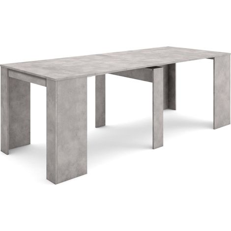 Skraut Home - Mesa Consola extensible, Mesa comedor plegable, 220, Para 10 comensales, Comedor y cocina, Estilo Moderno, Cemento (1/5)