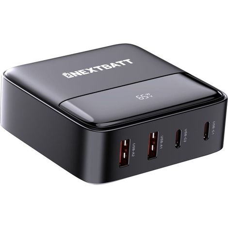 Cargador multi-USB NEXTBATT 4 en 1 de 65 W con GaN y 2 puertos USB-C y 2 USB-A