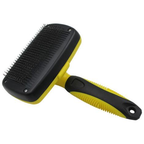 Dog and Cat Brush, Dog Brush and Comb, Retractable Grooming Comb Brush for Animals Yellow and Black (1/5)