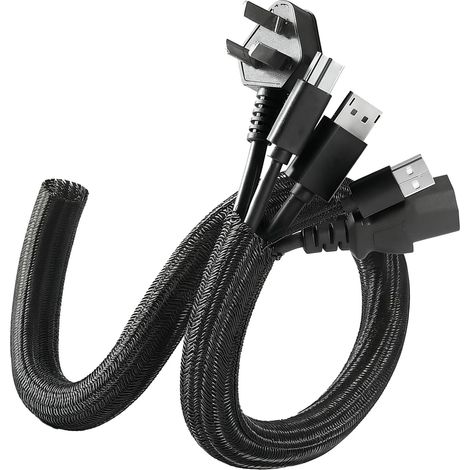 Cache Cable 3 Mètres, 10mm Gaine Cable Tressée Extensible à Fermeture Automatique Protege Cable Animaux pour TV/PC/Bureau Protege Cable Anti-Morsure pour Animaux Passe Cable Flexible et Ignifuge (1/5)