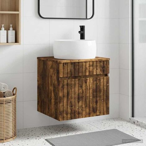 vidaXL Mobile lavabo da parete Rovere Fumo 49 x 44,5 x 66 cm