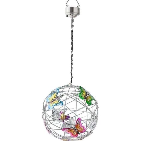 Boule lumineuse solaire papillon pour jardin extérieur, lampe solaire suspendue LED étanche, lanterne artistique (1/5)