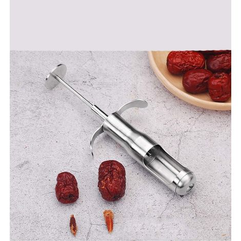 Carottier de date en acier inoxydable 304 outil de d��corticage de date rouge de type poussoir artefact de noyau de date rouge domestique