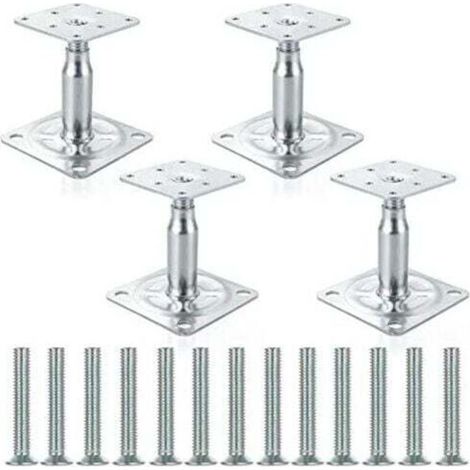 Adjustable galvanized column support 100-150 mm, high resistance technology support - Pack of 4