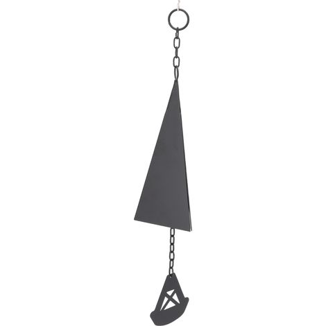 Carillon éolien triangulaire, clochette suspendue pour jardin, décoration intérieure et extérieure en fer noir avec anneau de suspension. (1/5)