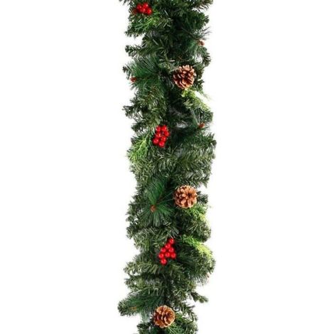 270cm Guirlande Sapin Artificiel Nëol Vert avec 220 Tete, Couronne Sapin Noël pour décoration Cheminée Porte Escalier (1/4)