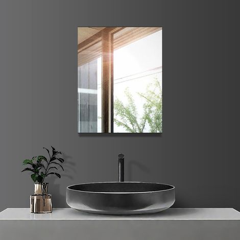 1 Miroir Adhésif 40x50cm Sans Cadre Verre 3mm Installation Facile Pour Salle De Bain Salon Chambre