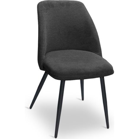 Sedia da sala pranzo Kety in microfibra grigio scuro con gambe in metallo nero (1/5)