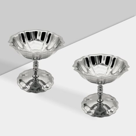 2-teiliges Set aus Edelstahl-Dessertbechern mit Boden elegantes blütenförmiges Design 11 5 cm Durchmesser geeignet für Eiscreme Mousse und 11,5 cm (1/5)