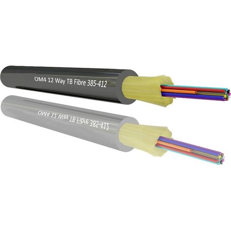 Câble fibre optique RS PRO 100m Avec connecteur, OM4 Multi-mode, 12 fibres, LSZH ( Prix pour Bobine de 100 Mètres )