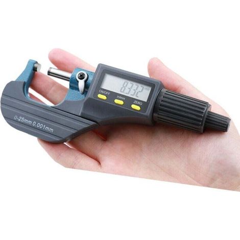 Digital micrometer, 0-1" / 0-25 mm, electronic display, resolution 0.00005" / 0.001 mm, thickness measurement, imperial/metric, diameter measurement, vernier caliper. (1/4)