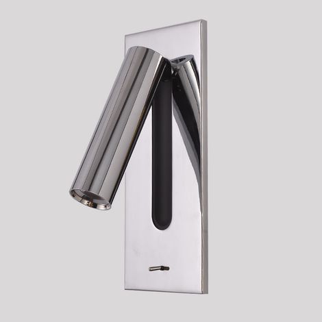 Lampe murale LED compacte avec interrupteur intégré, lampe de chevet pour lecture (chrome brillant) (1/2)