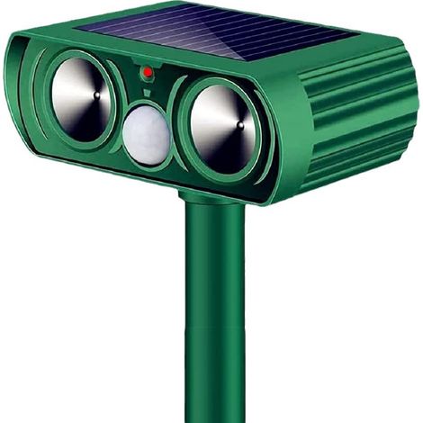 Répulsif ultrasonique pour chats, répulsif pour animaux avec alarme sonore et visuelle, rechargeable à l'énergie solaire ou par piles, répulsif étanche pour chats et chiens. (1/5)