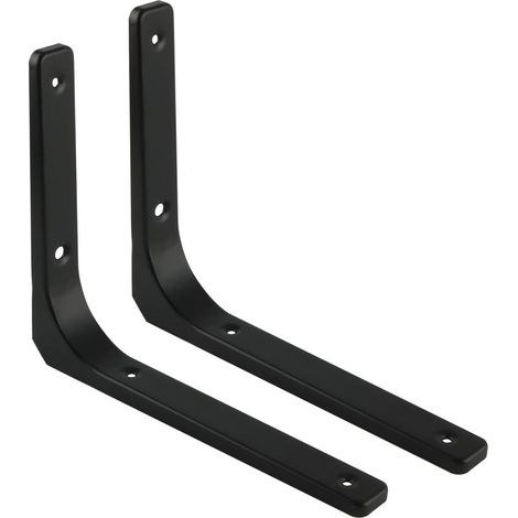 Equerre Etagere Murale Charge Lourde, Fixation Flottante Support pour Salon Chambre Cuisine, Support Etagère Murale en Métal, 300 x 300 mm Noir 2 Pcs, EJR300B-2P (1/4)