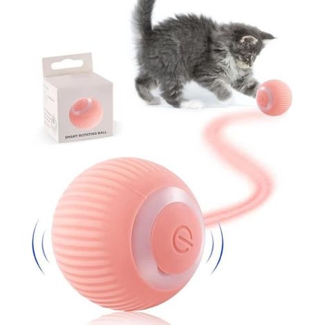 Jouet pour Chat interactif - Boule LED - Rotation Automatique - Silicone - Rose (1/4)