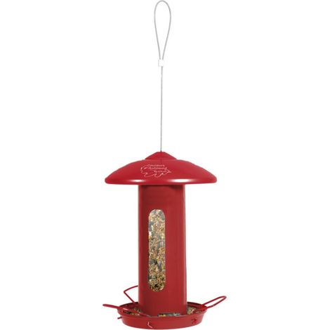 Mangeoire solo métal rouge H 44 cm pour oiseaux - animallparadise (1/2)