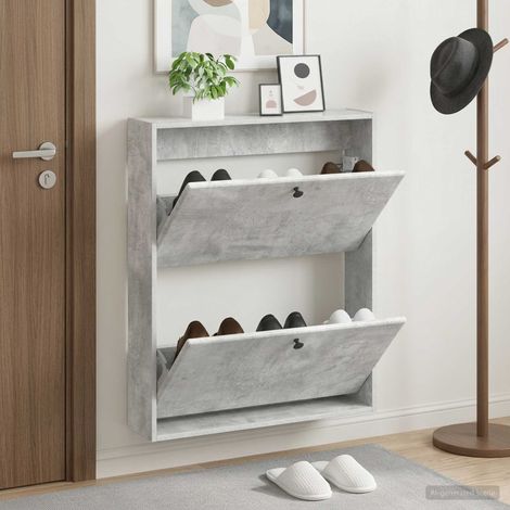 vidaXL Wall-Mounted Shoe Cabinet BREDA 71 x 17 x 86 cm Engineered Wood (1/5)