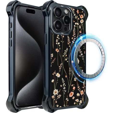 Coque ibizu DropGuard Ultra pour iPhone 15 Pro avec MagSafe, motif Pastel Bloom et Jardin de Minuit (1/5)