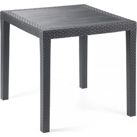 TRADE SHOP - Tavolo Tavolino Quadrato Effetto Finto Rattan Vimini Antracite 79x79x72cm Bar Casa 052024 -