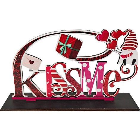 Support En Bois Pour Décoration - Panneau Motif Amour Pour Étagère Cheminée Table - Décor Festif Saint-Valentin - 1 Pièce (1/4)