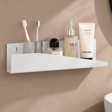 doporro Étagère de Douche Murale Sans Perçage, Support de Rangement Blanc, Serviteur de Douche en Acier au Carbone, Adhésive ou Perçage, pour Salle de Bain Cuisine, Reglo-15