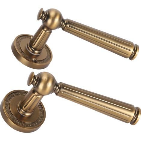 Poignée de porte verrouillable en bronze antique, prise en main confortable, levier de porte intérieur silencieux en cuivre pur pour chambre à coucher (1/5)