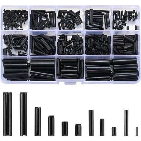 390Pièces Assortiment de Goupilles élastiques, Goupilles élastiques de Sûreté en Acier au Manganèse - M1.5/M2/M2.5/M3/M4/M5/M6,de