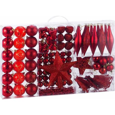Addobbi Per Albero Di Natale 102 Pz Rosso Palline Calze Stelle Pigne Natalizie (1/5)