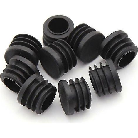 Bouchon rond en plastique, lot de 20 embouts de tube noirs pour pieds de chaise/glissière de meuble, 25 mm (1/5)