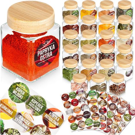 Contenitore per spezie in vetro da 100 ml 24 pezzi + 90 adesivi