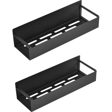 Porte Épices Magnétique Frigo, Rangement Epice Aimante, Etagere Epices Magnetique avec 4 Crochets pour Réfrigérateur, Four et Micro-ondes (2 Pièces, Noir) (1/5)
