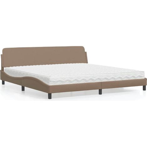 vidaXL Lit avec matelas Dover cappuccino 200x200 cm similicuir (1/5)