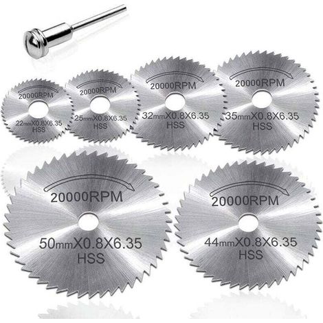 Set da 7 pezzi Mini lama per sega circolare HSS utensile rotante per Dremel taglierina per metalli set di utensili elettrici dischi da taglio per legno trapano