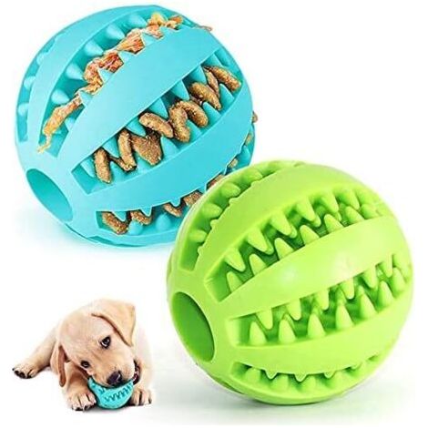 Lot de 2 Balle pour Chiens en Caoutchouc Jouets à mâcher pour Chien pour Grands et Petits Chiens, Balle Amusante (Vert et Bleu) (1/5)