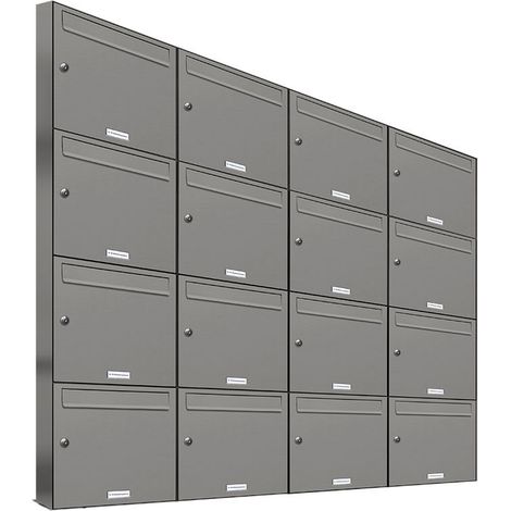 16er Premium Briefkasten Aluminiumgrau RAL Farbe 9007 für Außen Wand Postkasten 4x4S (1/5)