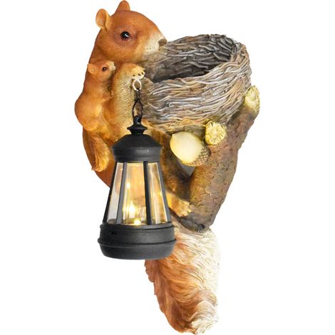 Solar-Eichhörnchen-Statue, Gartendekoration, 30 x 15 cm, exquisite Tierfigur, authentisches, wetterfestes Design, integrierte LED-Beleuchtung für Gehweg, Terrasse, Balkon, Zuhause (1/5)