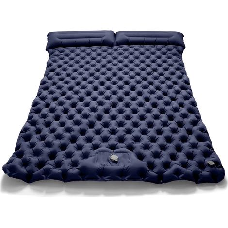 Matelas gonflable double de camping (bleu), ultraléger et pliable (1/5)