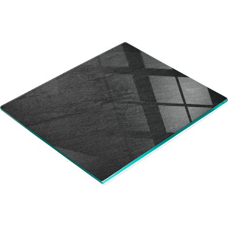 Tablero de cocina de vidrio templado con gr谩ficos decorativos color piedra negra, 60x52 cm.
