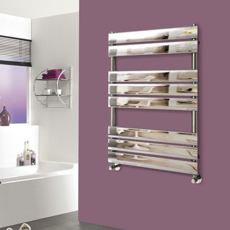 WarmeHaus Heated Towel Rail Radiator For Bathroom Ladder Flat Panel Chrome 800x600mm (1/5)