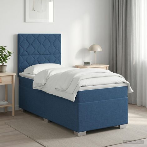 Cama box spring con colchón Azul 100 x 200 cm Tela (1/5)