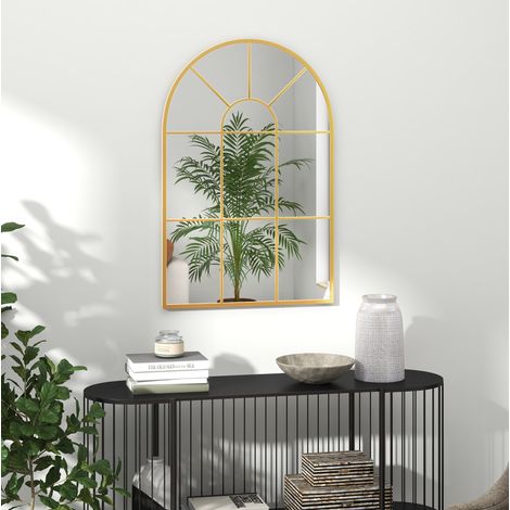 Dekorativer Wandspiegel 91 x 60 cm aus goldfarbenem Metall mit Haken – MEUBLIV (1/5)