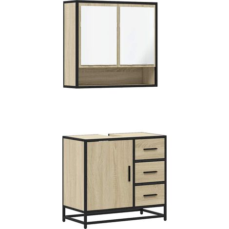 Maison Exclusive - 2-tlg. Badmöbel-Set Sonoma-Eiche Holzwerkstoff