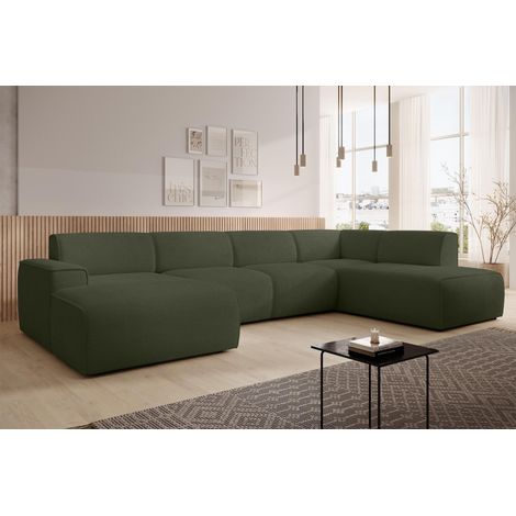 AX LIVING XXL Sofa U Form Didim Grün 378cm breit modern & großzügig R