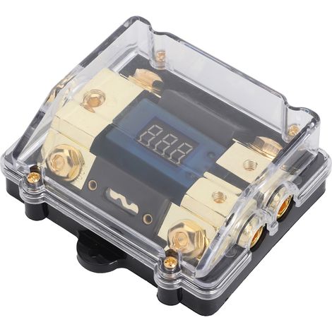 Sicherungshalterblock mit 100-A-Sicherungen, 1 Eingang, 2 Ausgängen, mit digitaler LED-Spannungsanzeige für Auto, Yacht und Audio (1/5)
