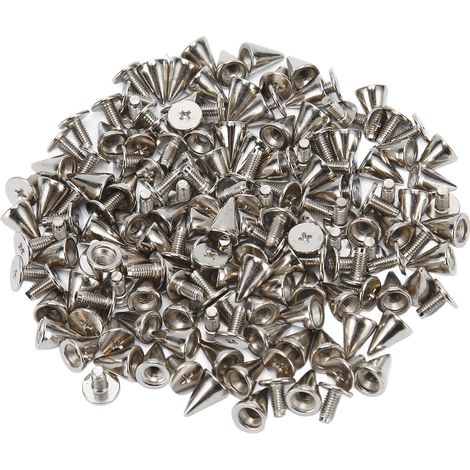 100 jeux de rivets coniques en acier au carbone électroplaqué, robustes et faciles à utiliser, pour vêtements, adaptés à la confection de ceintures et de vêtements faits main.