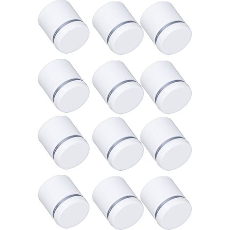Lot de 12 supports de fixation en acier inoxydable pour verre, 2,5 x 2,5 cm (1 x 1 pouce), fixations murales blanches, clous publicitaires pour l'affichage de panneaux acryliques. (1/5)