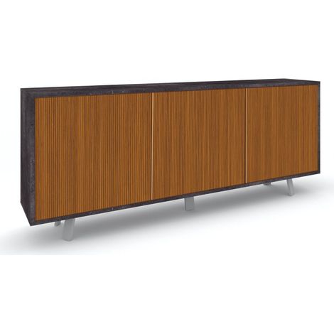 Meuble 3 portes 177L x 41P x H74 – Finition chêne Dogato noir mat – Sarmog (1/5)