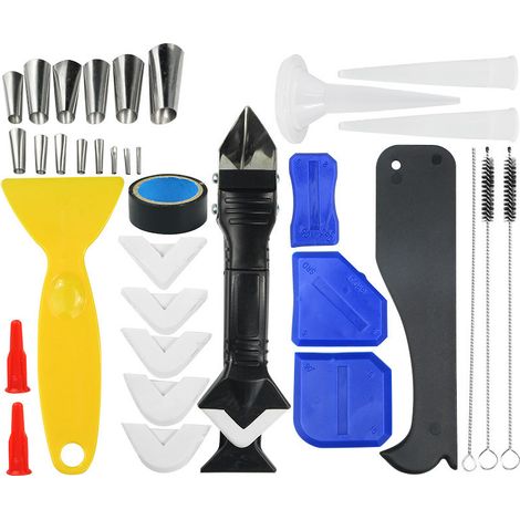 Kit de finition pour joints silicone 35 pièces, outils multi-fonctions en boîte (1/5)